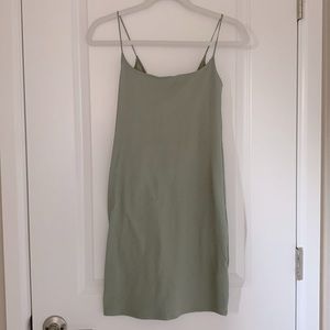 Olive Ribbed Bodycon Dress